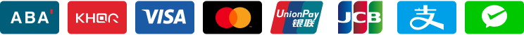 ABA, KHQR, Visa, Mastercard, UnionPay, JCB, Alipay, WeChat Pay